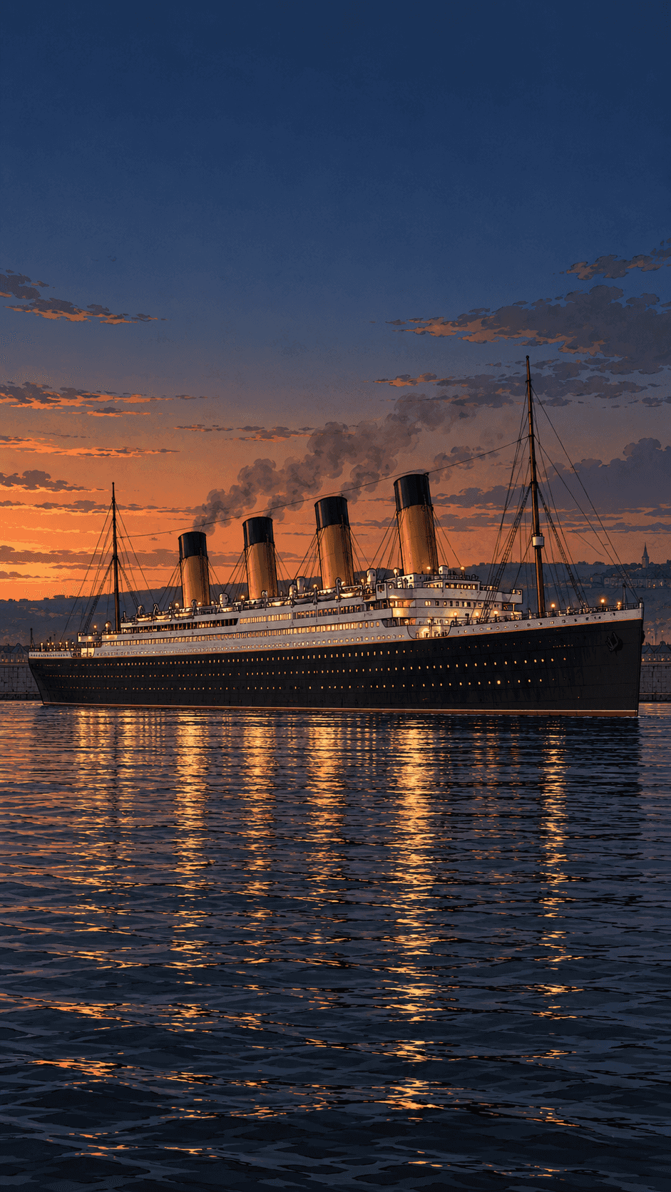 Your locked phone, with Titanic at dusk as the wallpaper.
